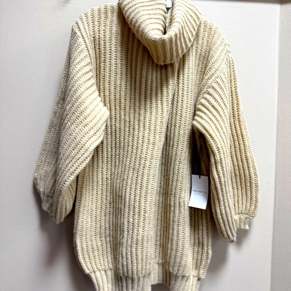 Promesa Sweaters - Promesa Chunky Rib Knit Cowl Neck Oversized Soft & Cozy Sweater Small Cream/Tan